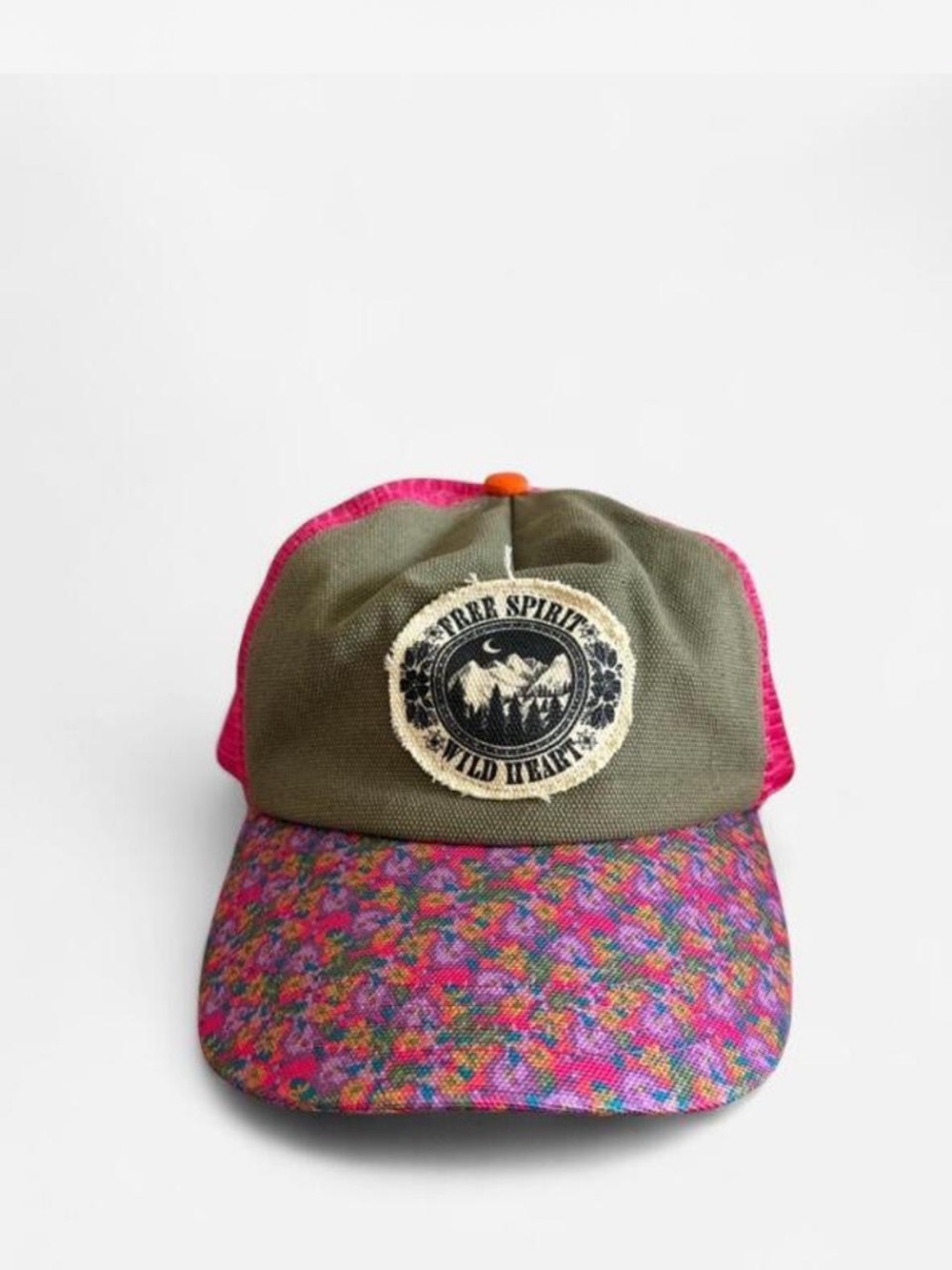 Natural Life agree Spirit Multicolor Trucker Hat - Olive & Pink